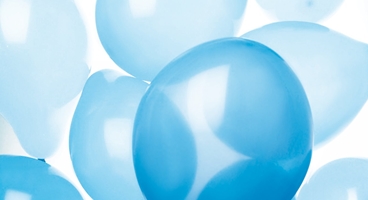 View of latex balloons colour blue. Material for balloonkit campaign 2006.